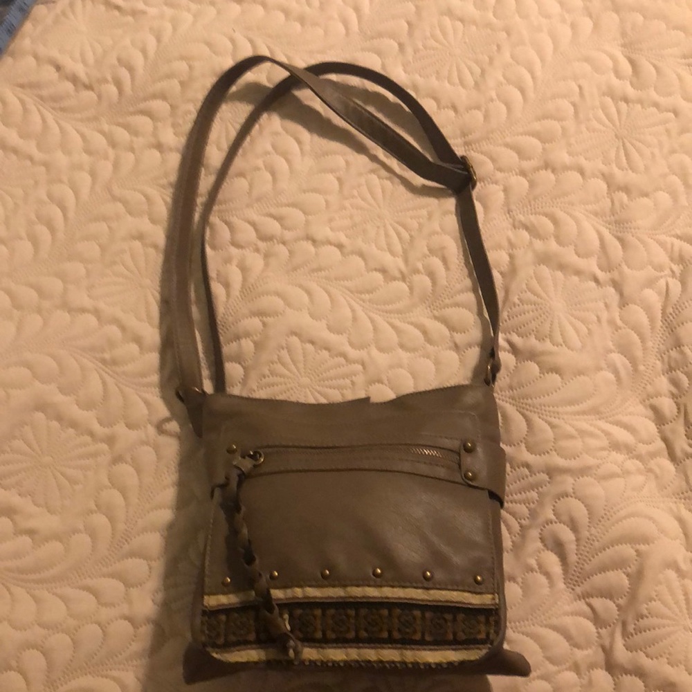 Vintage grey faux leather crossbody bag